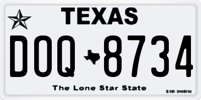 TX license plate DOQ8734