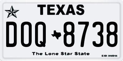 TX license plate DOQ8738