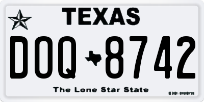 TX license plate DOQ8742