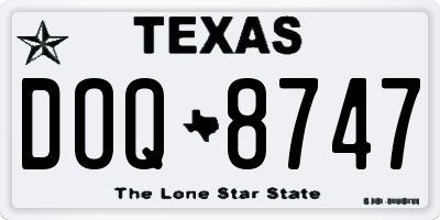 TX license plate DOQ8747