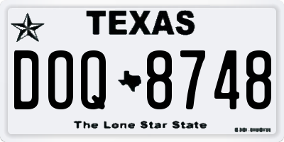 TX license plate DOQ8748