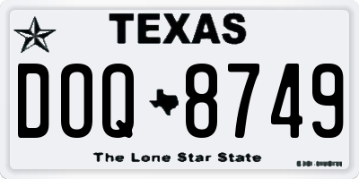 TX license plate DOQ8749