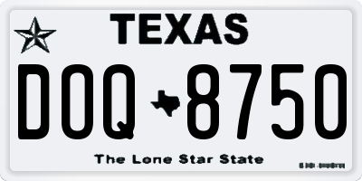 TX license plate DOQ8750