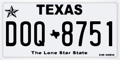 TX license plate DOQ8751