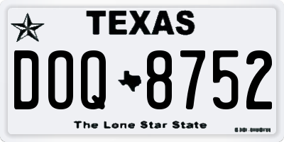 TX license plate DOQ8752