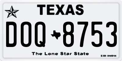 TX license plate DOQ8753