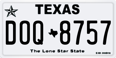 TX license plate DOQ8757