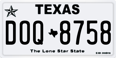 TX license plate DOQ8758