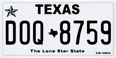 TX license plate DOQ8759