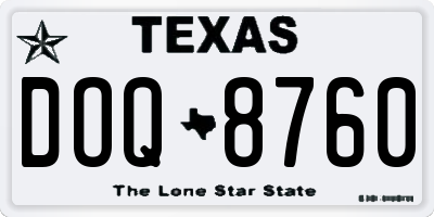 TX license plate DOQ8760