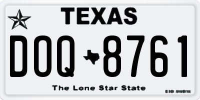 TX license plate DOQ8761