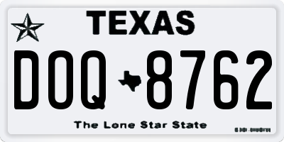 TX license plate DOQ8762