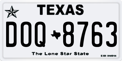 TX license plate DOQ8763