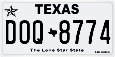 TX license plate DOQ8774