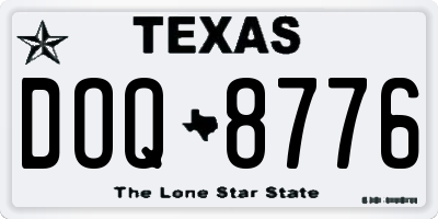 TX license plate DOQ8776