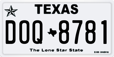 TX license plate DOQ8781