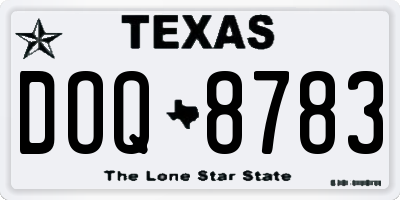 TX license plate DOQ8783