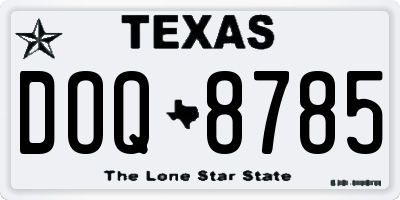 TX license plate DOQ8785