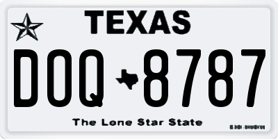 TX license plate DOQ8787