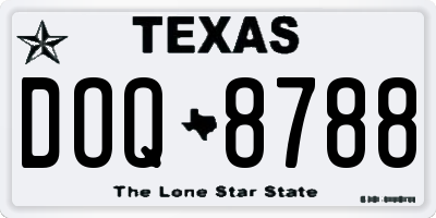 TX license plate DOQ8788
