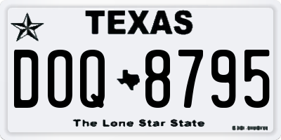 TX license plate DOQ8795