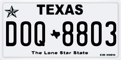 TX license plate DOQ8803