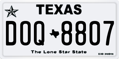 TX license plate DOQ8807