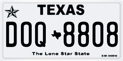 TX license plate DOQ8808
