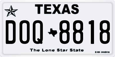 TX license plate DOQ8818