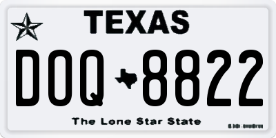 TX license plate DOQ8822
