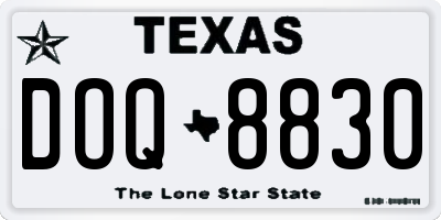 TX license plate DOQ8830