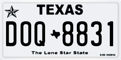TX license plate DOQ8831