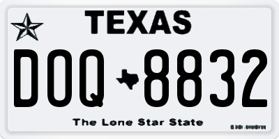 TX license plate DOQ8832