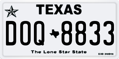 TX license plate DOQ8833