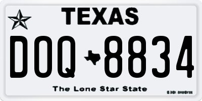 TX license plate DOQ8834