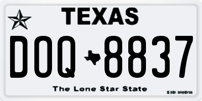 TX license plate DOQ8837