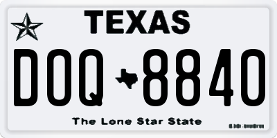 TX license plate DOQ8840
