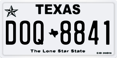 TX license plate DOQ8841