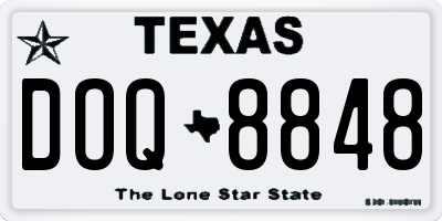 TX license plate DOQ8848