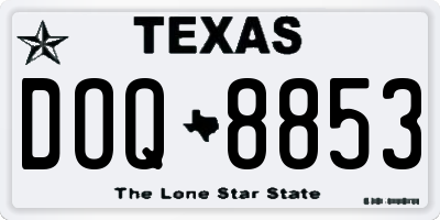 TX license plate DOQ8853