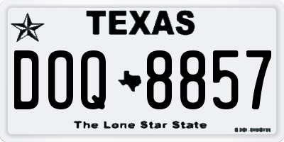TX license plate DOQ8857