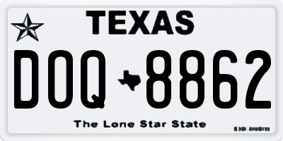TX license plate DOQ8862