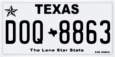 TX license plate DOQ8863