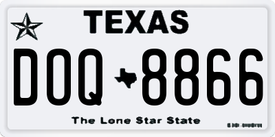 TX license plate DOQ8866