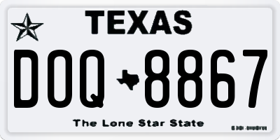 TX license plate DOQ8867