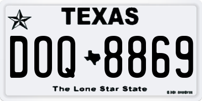 TX license plate DOQ8869