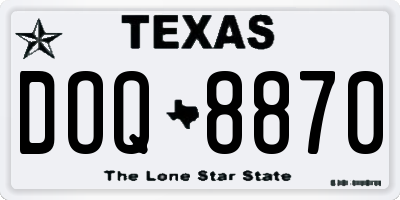 TX license plate DOQ8870