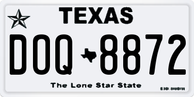 TX license plate DOQ8872