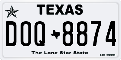 TX license plate DOQ8874