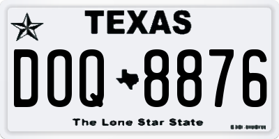 TX license plate DOQ8876